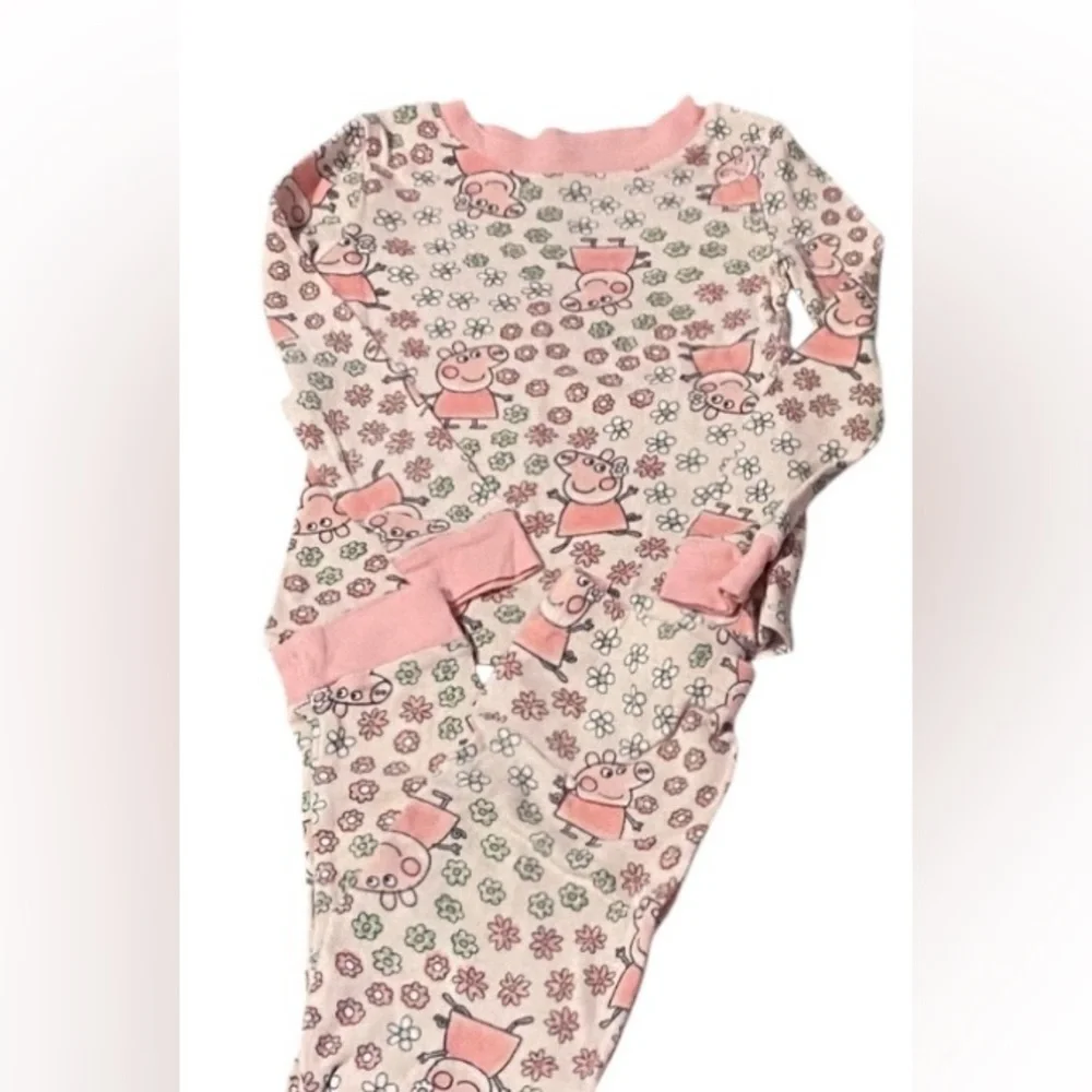 Peppa Pig Kids Toddler Pajamas Pink Floral cotton pj pants & long done  top